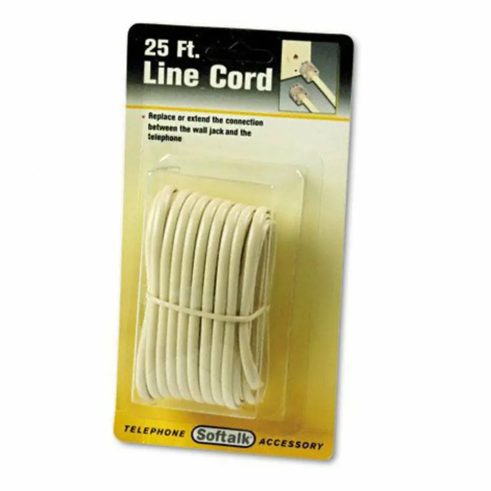 Softalk Line Extension Cord - for Phone - Extension Cable - 25 ft - 1 Pack - 1 x RJ-11 Male Phone - 1 x RJ-11 Male Phone - Beige