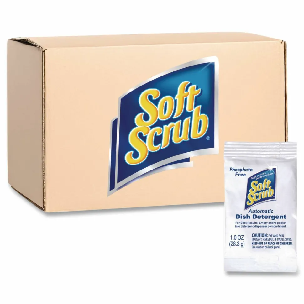 Soft Scrub Automatic Dish Detergent, Lemon Scent, Powder, 1 oz Pack, 200/Carton