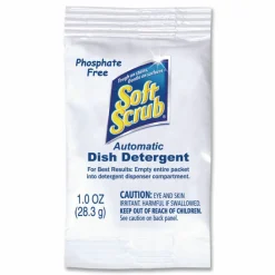 Soft Scrub Automatic Dish Detergent, Lemon Scent, Powder, 1 oz Pack, 200/Carton