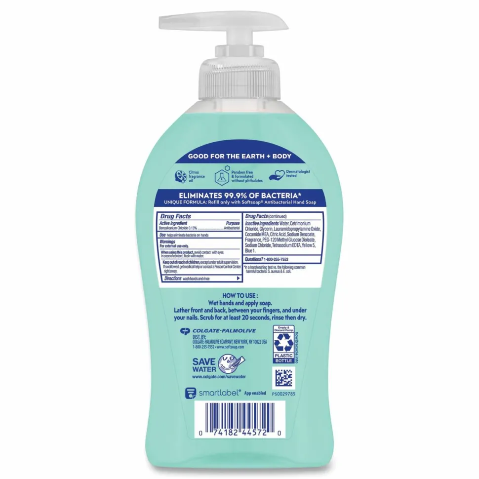 Softsoap Antibacterial Hand Soap, Fresh Citrus Scent, 11.25 oz, 6/Carton