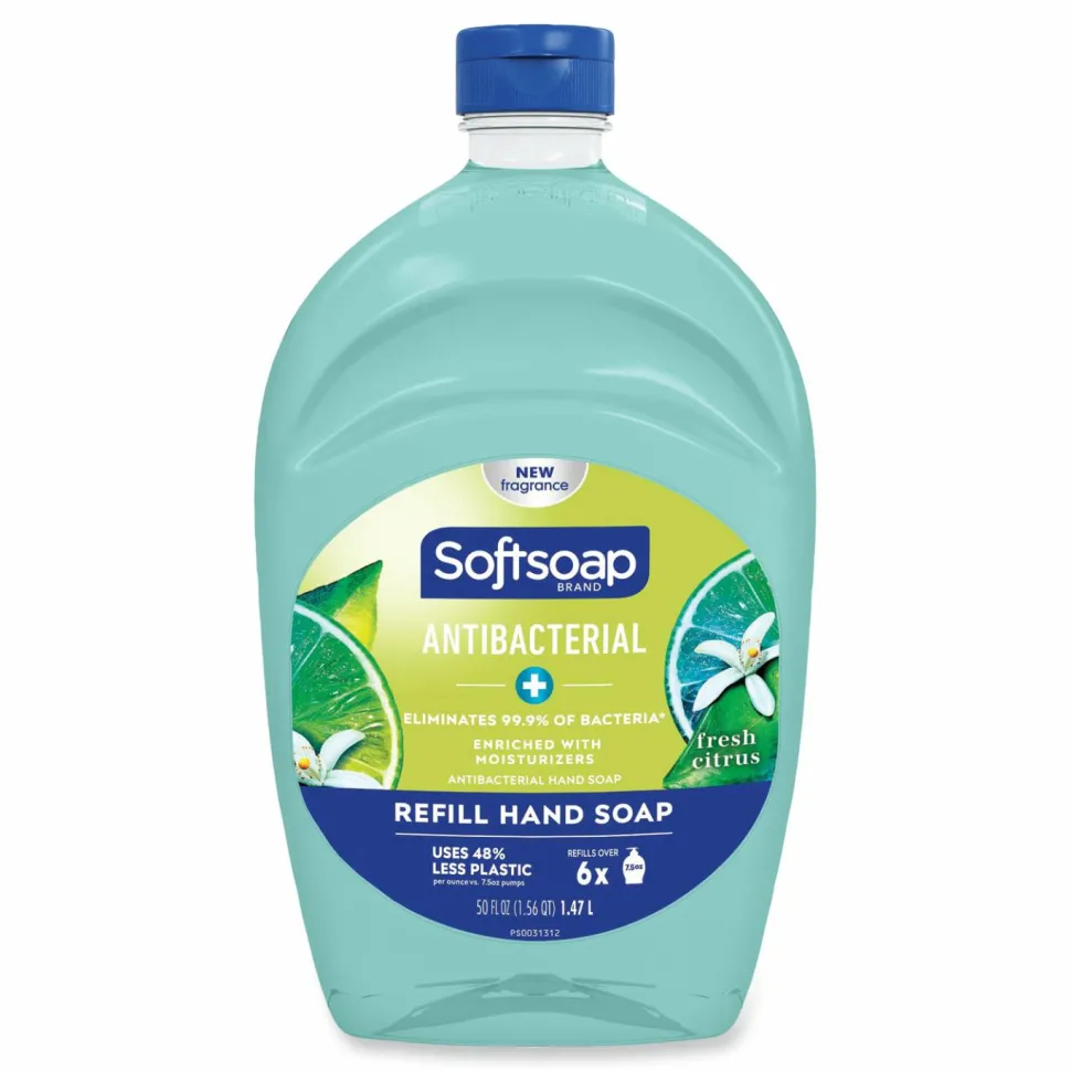 Softsoap Antibacterial Liquid Hand Soap Refill, Fresh Scent, 50 oz, Green, 3/Carton