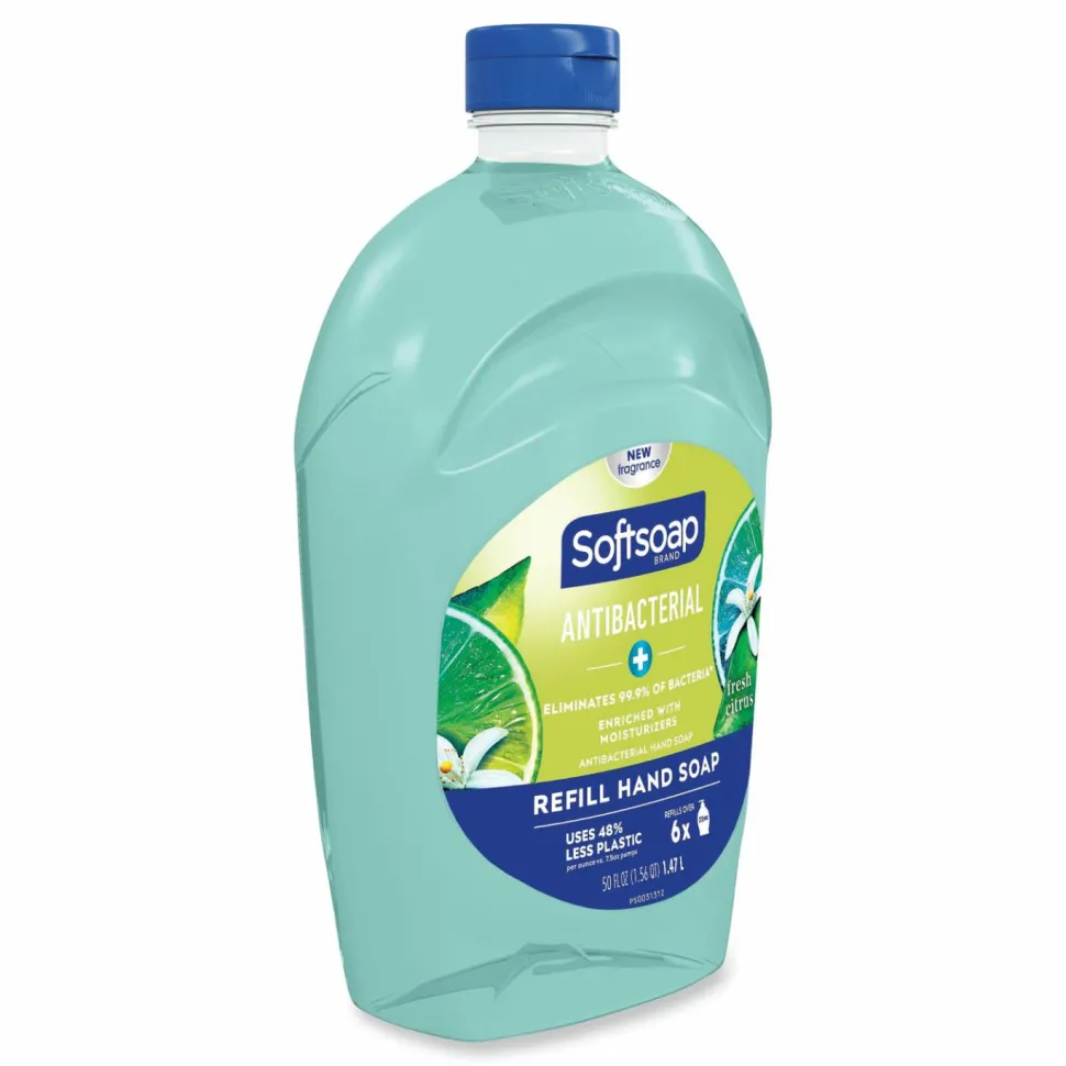 Softsoap Antibacterial Liquid Hand Soap Refill, Fresh Scent, 50 oz, Green, 3/Carton