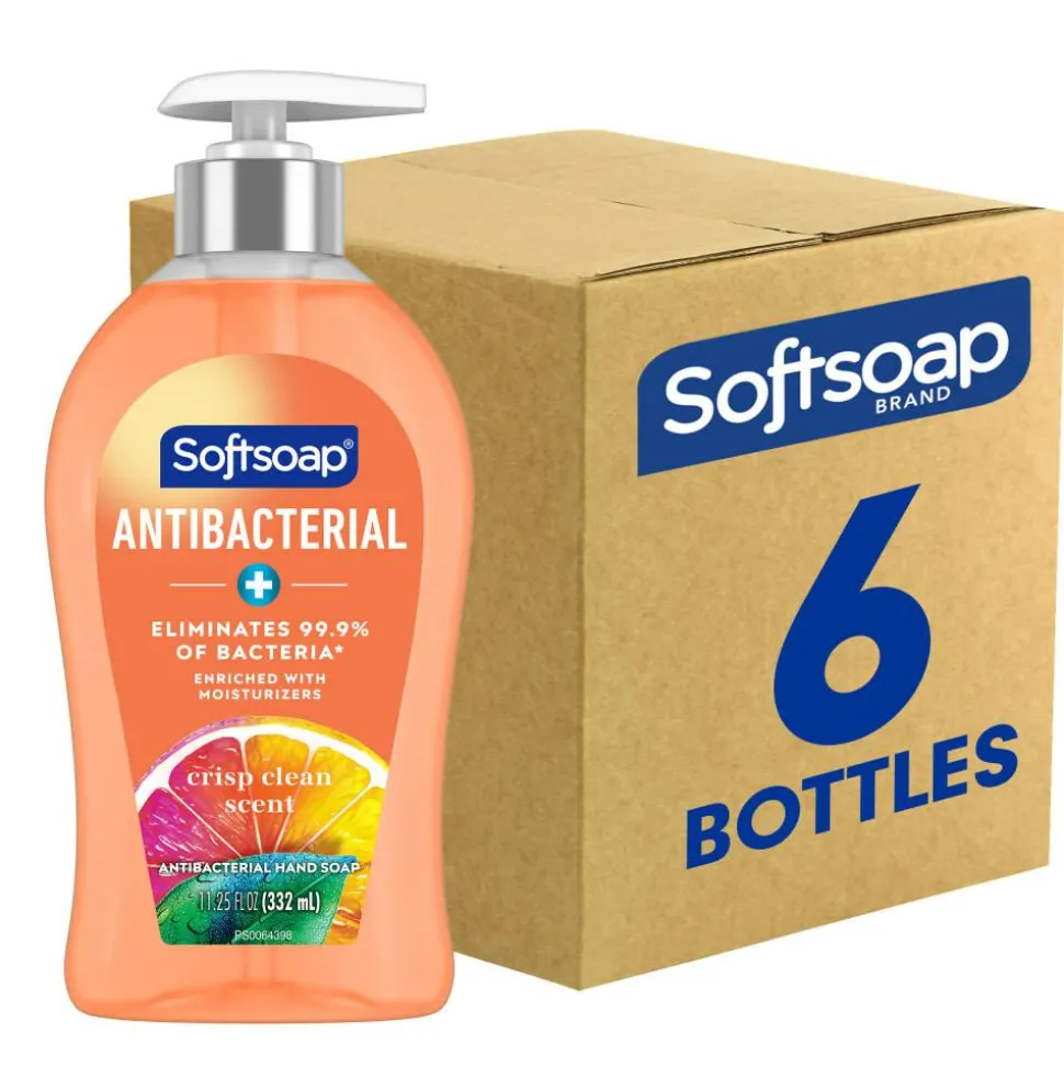 Softsoap Antibacterial Liquid Hand Soap Pump, 11.25 (332.7 mL) oz., Pack of 6, Crisp Clean Scent - 03562CT