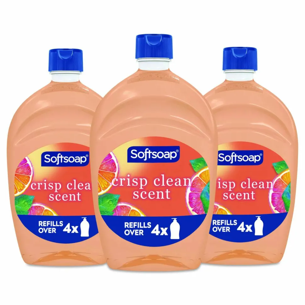 Softsoap Antibacterial Liquid Hand Soap Refill, Fresh Scent, 50 oz, Orange, 3/Carton