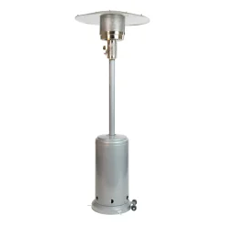 Sol Patio Outdoor Heating-Silver Stainless Steel 40,000 BTU Propane Heater with Wheels-Commercial & Residential Use-7.5 Feet Tall
