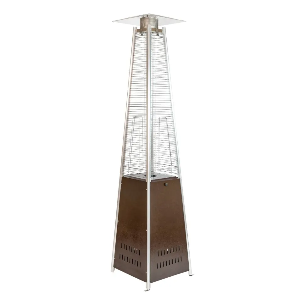 Sol Patio Outdoor Heating-Bronze Stainless Steel Pyramid 42,000 BTU Propane Heater with Wheels for Commercial & Residential Use