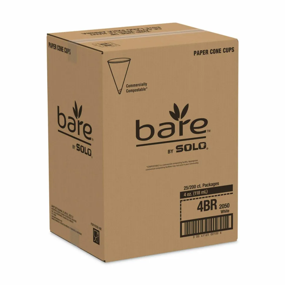 Solo Cup Paper Cone Water Cups, White, 4 Oz, Bag Of 200 Cups