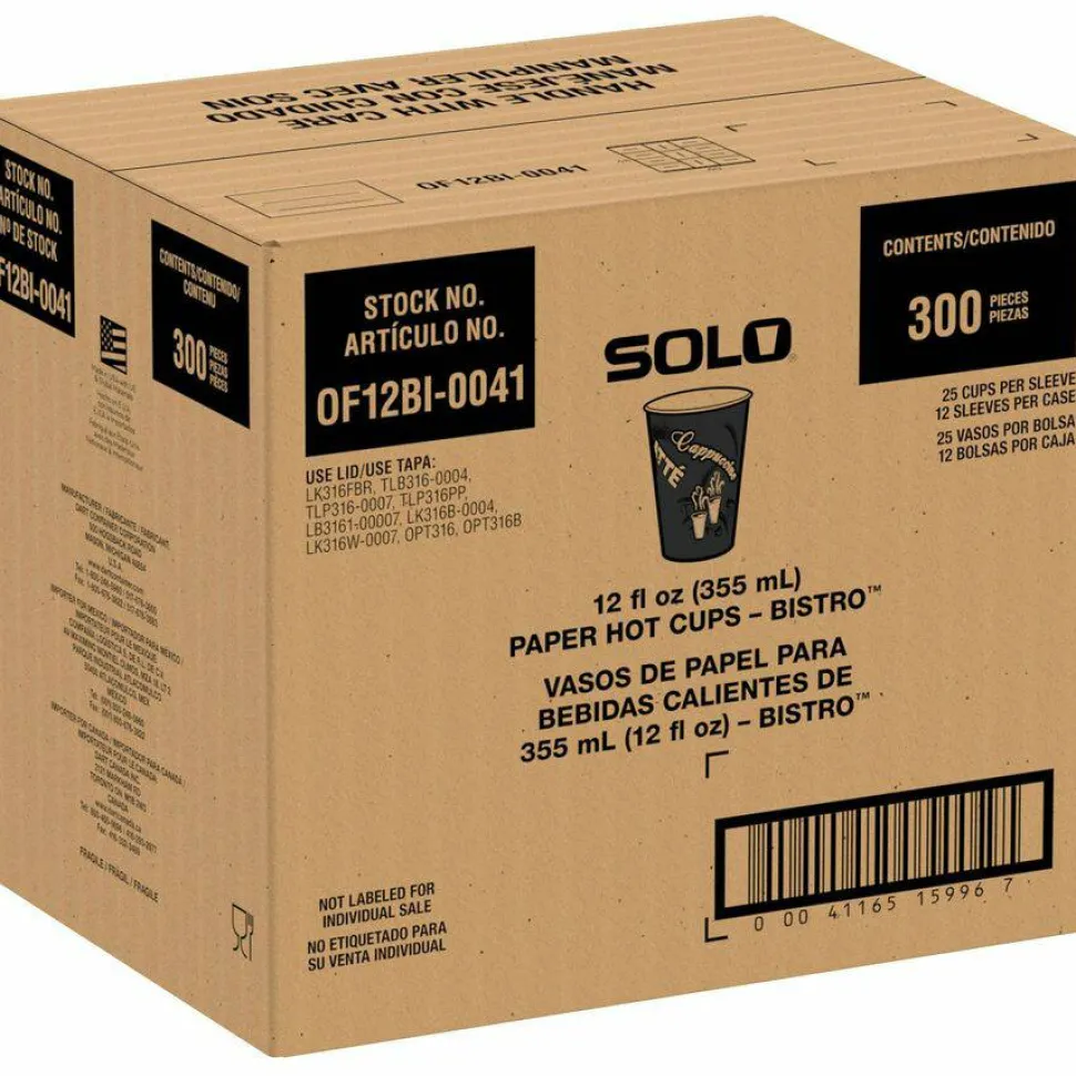 Solo Cup Paper Hot Cups, 12 Oz, Maroon, Carton Of 300 Cups