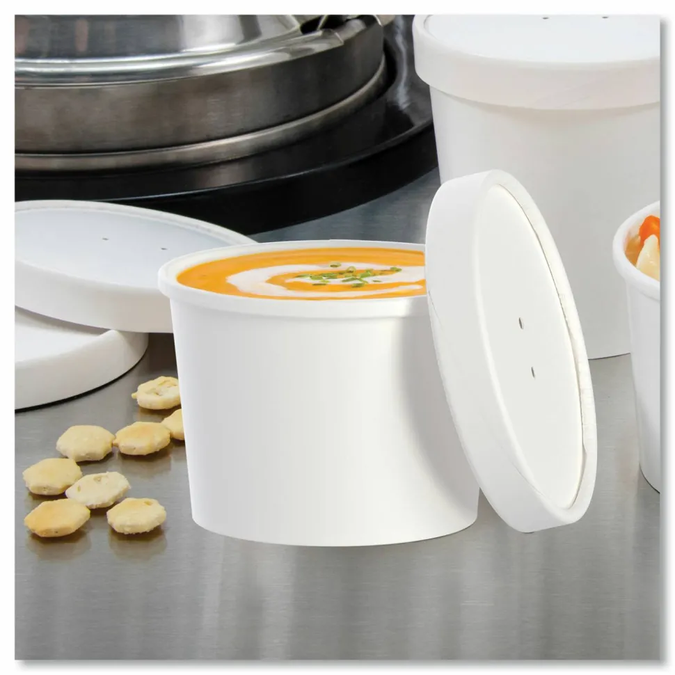 SOLO Flexstyle Food Lid Container, 12.1 oz, 3.6" Diameter, White, Plastic, 250/Carton