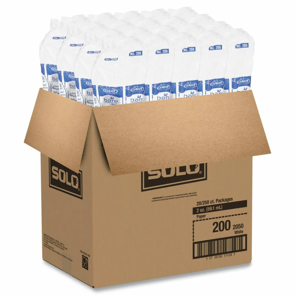 SOLO Paper Portion Cups, ProPlanet Seal, 2 oz, White, 250/Bag, 20 Bags/Carton
