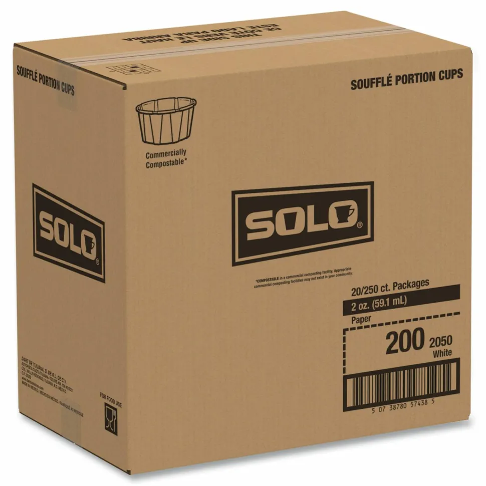 SOLO Paper Portion Cups, ProPlanet Seal, 2 oz, White, 250/Bag, 20 Bags/Carton