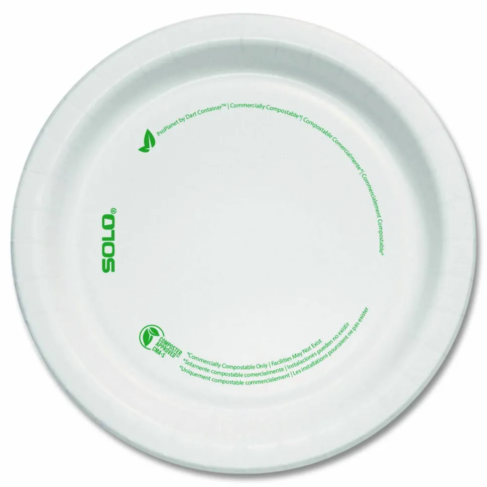 SOLO Paper Dinnerware, ProPlanet Seal, Plate, 6" dia, White, 500/Carton