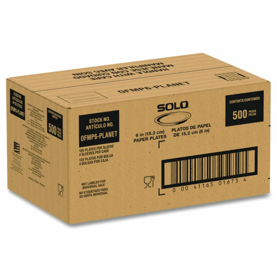 SOLO Paper Dinnerware, ProPlanet Seal, Plate, 6" dia, White, 500/Carton