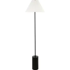 Somerset 64" Tall Floor Lamp with Fabric Shade in Blackened Bronze/White