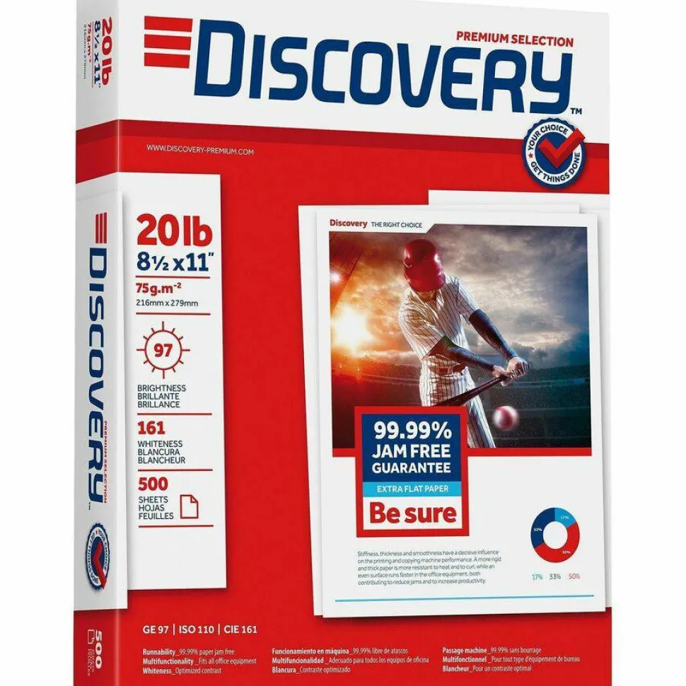 Soporcel Discovery Multi-Use Printer & Copy Paper, White, Letter (8.5" x 11"), 5000 Sheets Per Case, 20 Lb, 97 Brightness