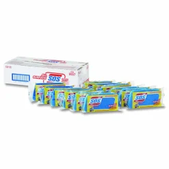 S.O.S. All Surface Scrubber Sponge, 2.5 x 4.5, 0.9" Thick, Dark Blue/Light Blue, 12/Carton