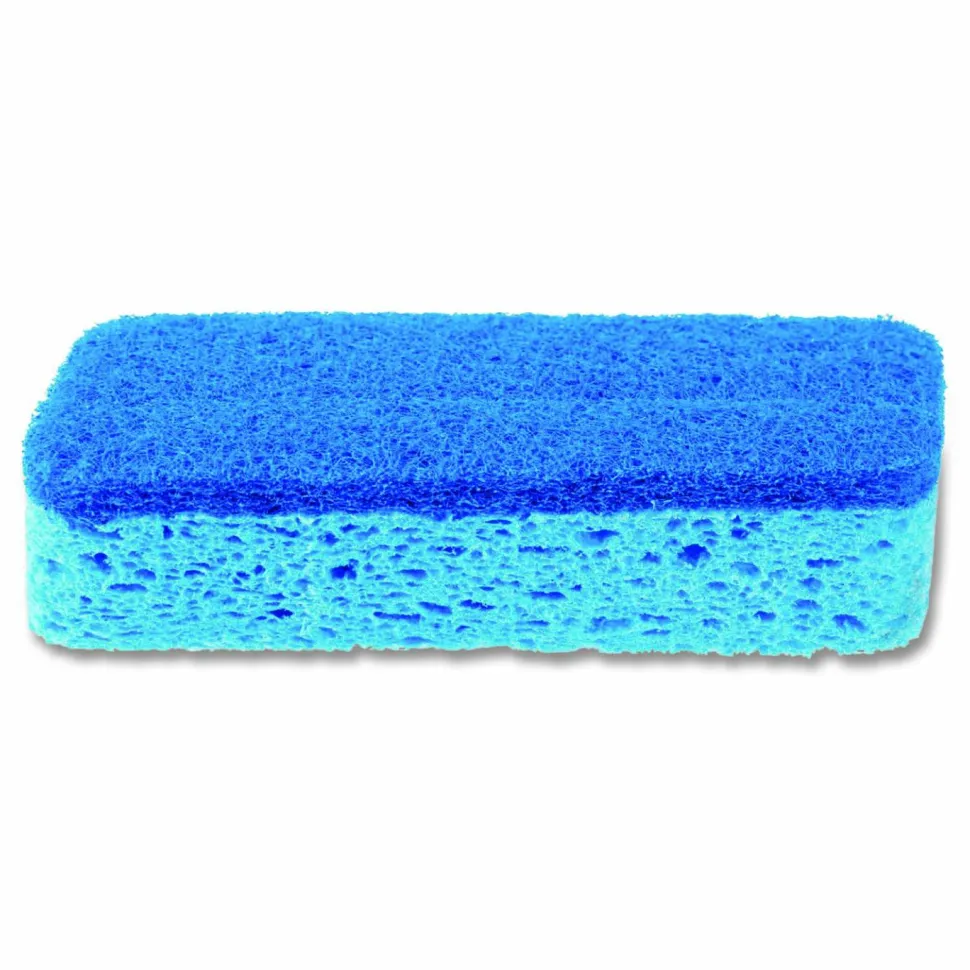 S.O.S. All Surface Scrubber Sponge, 2.5 x 4.5, 0.9" Thick, Dark Blue/Light Blue, 12/Carton