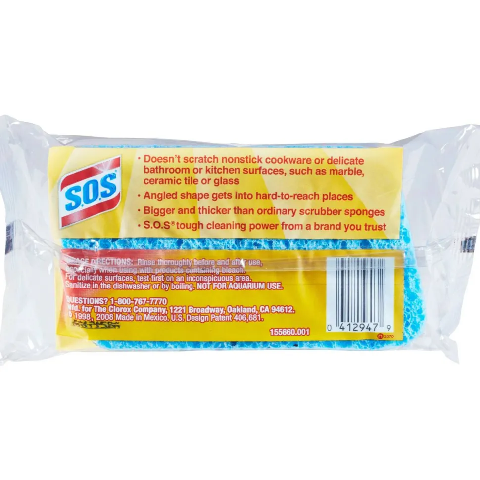 S.O.S All Surface Scrubber Sponge 4.5"H x 2.5"W x 0.9"D 4200 / Pallet Cellulose, Scrim Blue