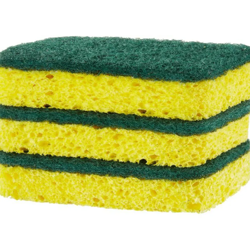 S.O.S Heavy Duty Scrubber Sponge 4.5" Height x 2.5" Width x 900 mil Thickness 8/Carton Scrim Yellow, Green