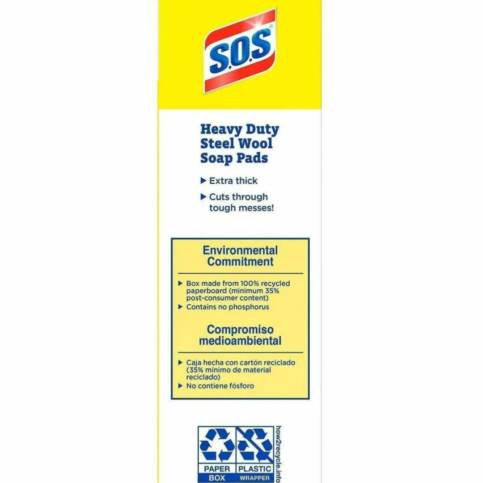 S.O.S Steel Wool Soap Pads 4" Length x 5" Width Heavy Duty Gray, Blue 15Box 480 / Pallet