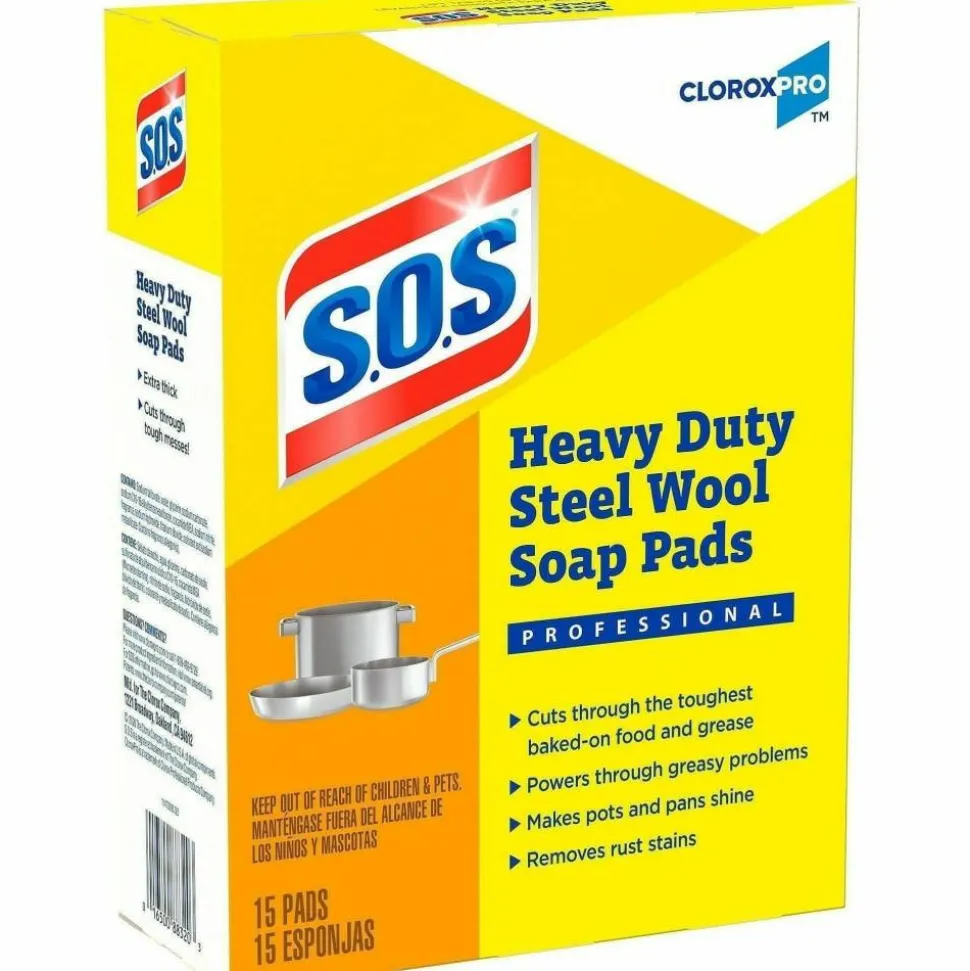 S.O.S Steel Wool Soap Pads 4" Length x 5" Width Heavy Duty Gray, Blue 15Box 480 / Pallet