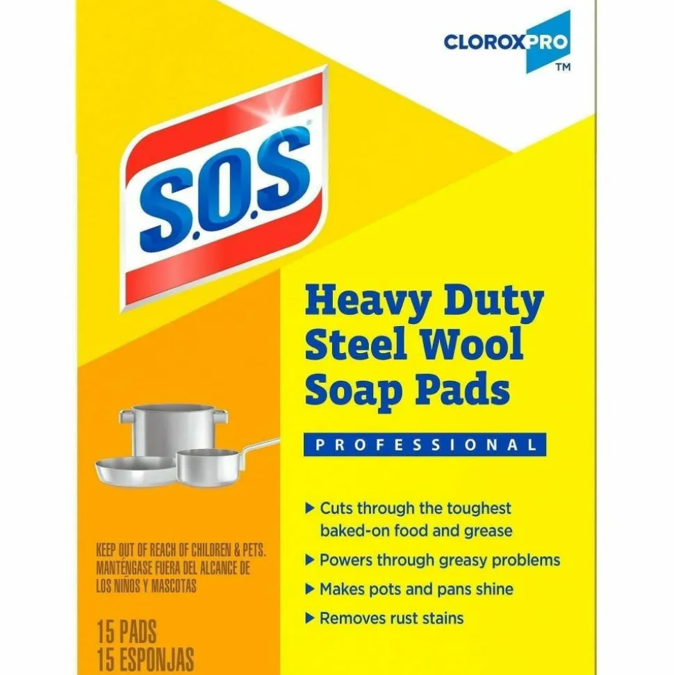 S.O.S Steel Wool Soap Pads 4" Length x 5" Width Heavy Duty Gray, Blue 15Box 240 / Bundle