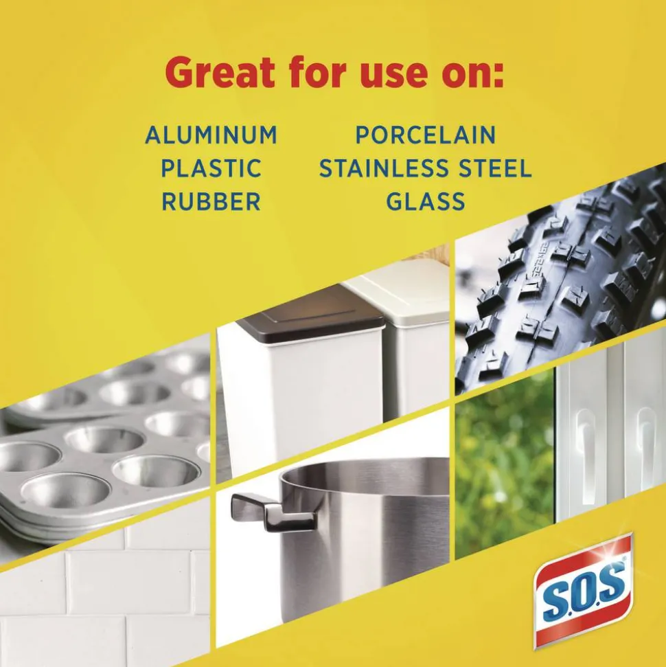 S.O.S. Steel Wool Soap Pads, Steel, 4/Box, 24 Boxes/Carton
