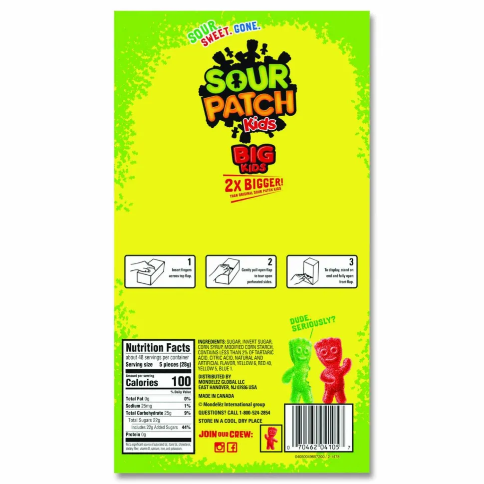 Sour Patch Kids Fruit Flavored Candy, Grab-and-Go, 240 Pieces/Box