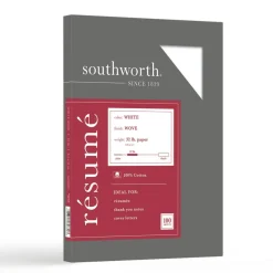 Southworth 100% Cotton Résumé Paper, 8 1/2