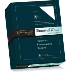 Southworth Diamond White 25% Cotton Business Paper, 8 1/2" x 11", 20 Lb, White, Box Of 500