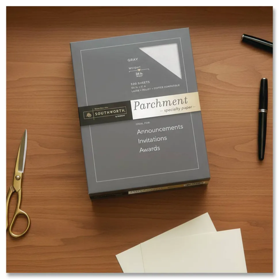 Southworth Parchment Specialty Paper, 24 Lb., 8 1/2" x 11", Gray, Pack Of 500
