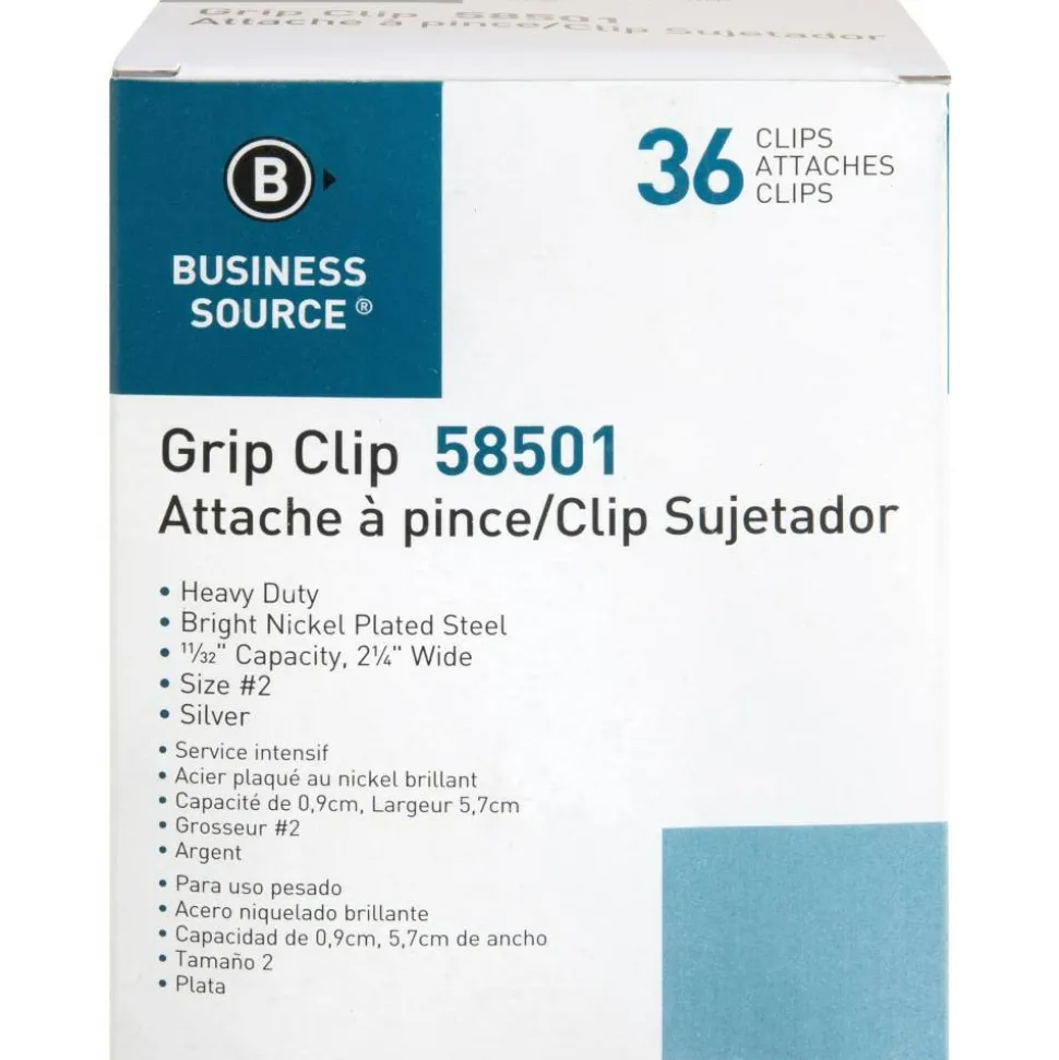Sparco Boston Bulldog Clips, Size 2, 2 1/4" Wide, 11/32" Capacity, Silver, Box Of 36