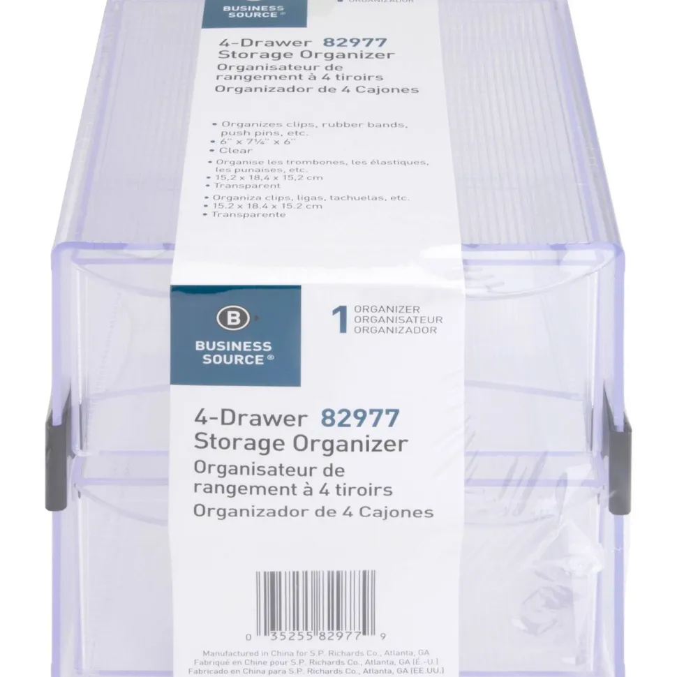 Sparco 4-Drawer Storage Organizer, 6"H x 6"W x 7 5/16"D, Clear