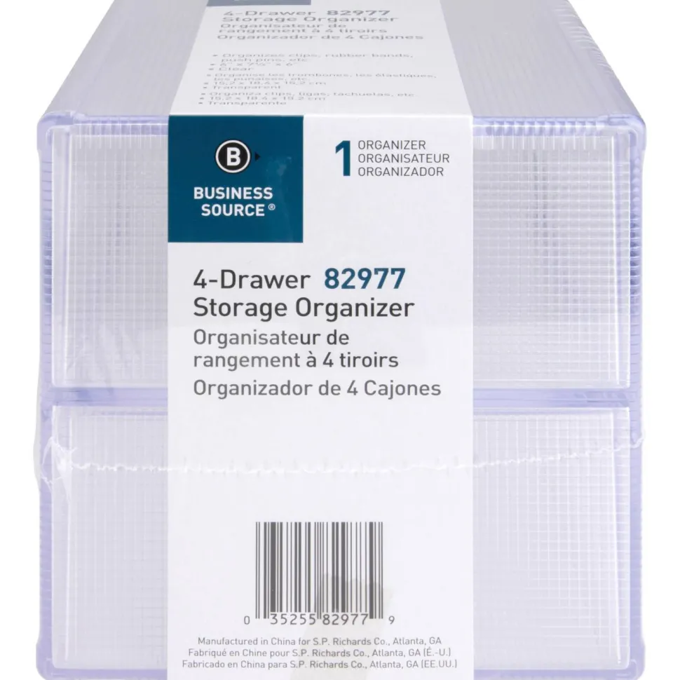 Sparco 4-Drawer Storage Organizer, 6"H x 6"W x 7 5/16"D, Clear