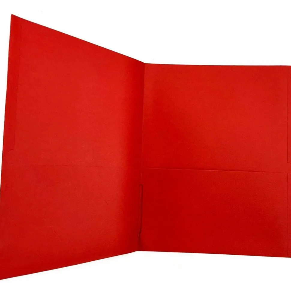 Sparco Leatherette Portfolio, 8-1/2" x 11", 2 Pocket, Red, Box of 25