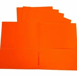 Sparco Leatherette Portfolio, 8-1/2" x 11", 2 Pocket, Orange, Box of 25