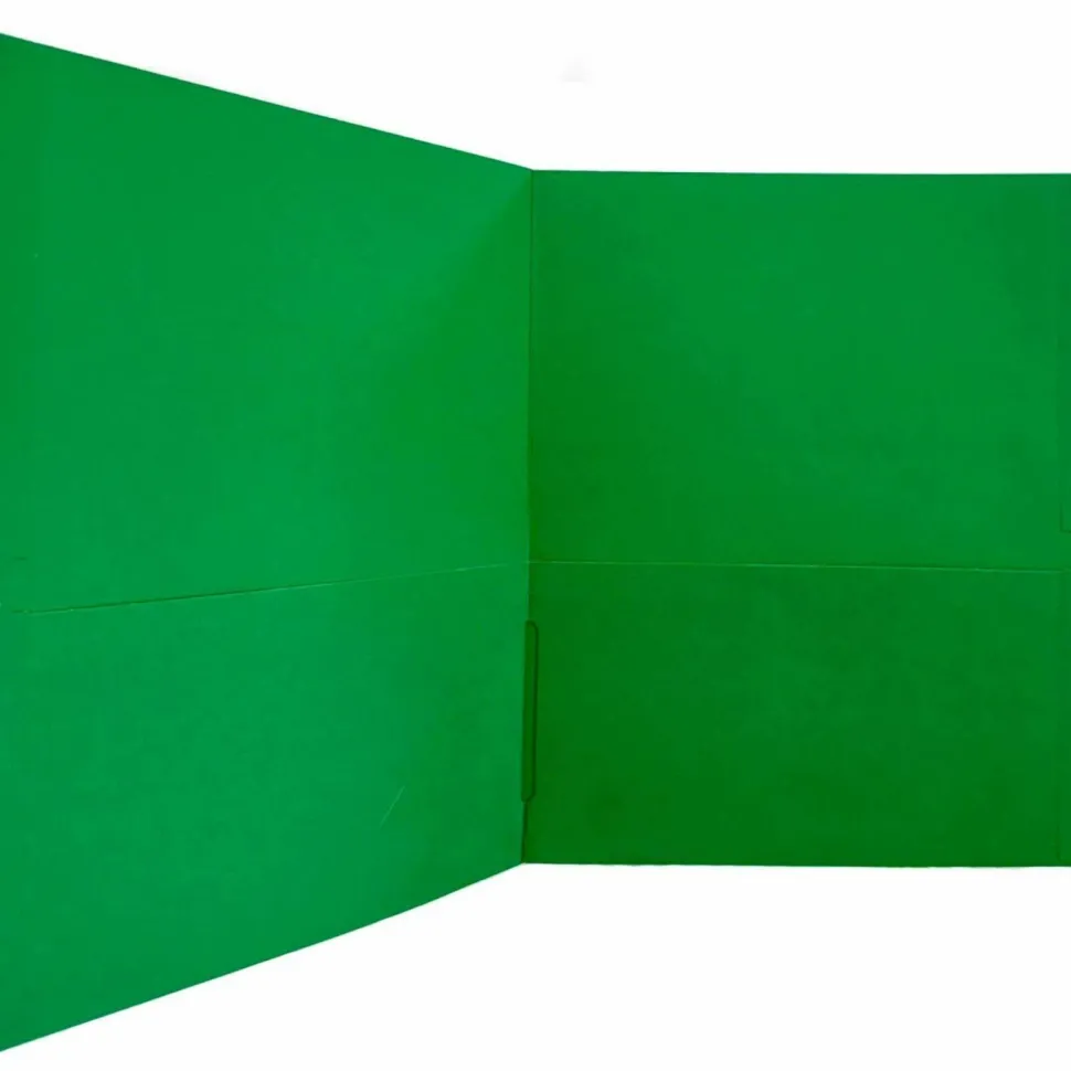 Sparco Leatherette Portfolio, 8-1/2" x 11", 2 Pocket, Green, Box of 25