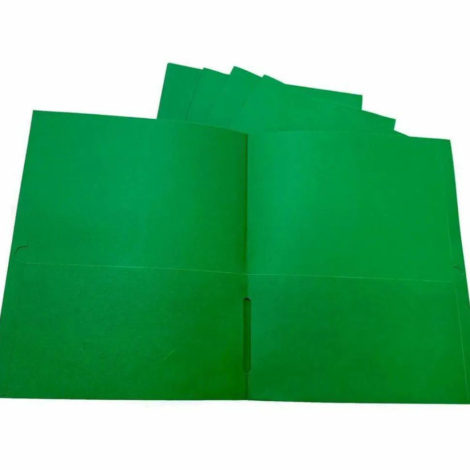 Sparco Leatherette Portfolio, 8-1/2" x 11", 2 Pocket, Green, Box of 25