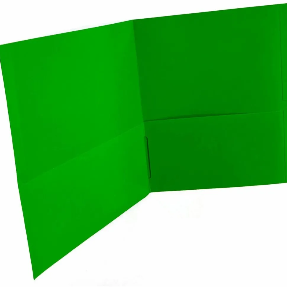 Sparco Letter Pocket Folder - 8 1/2" x 11" - 2 Internal Pocket - Apple Green - 1 Box