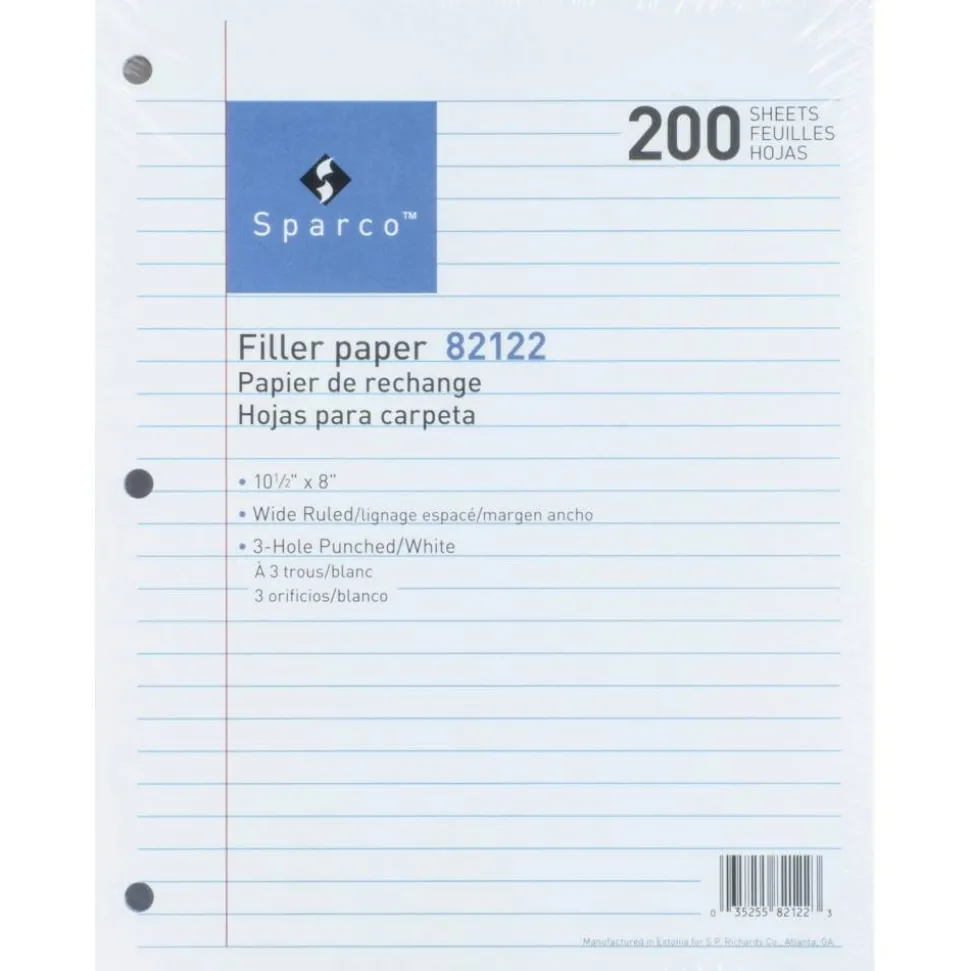Sparco Standard Filler Paper, 8" x 10 1/2", 16 Lb, White, Ream Of 200 Sheets