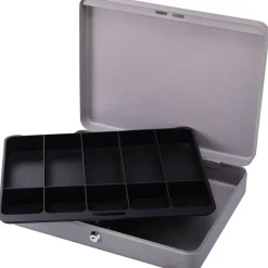 Sparco All-Steel Key Lock Cash Box With Tray, 10 Compartments, 2
