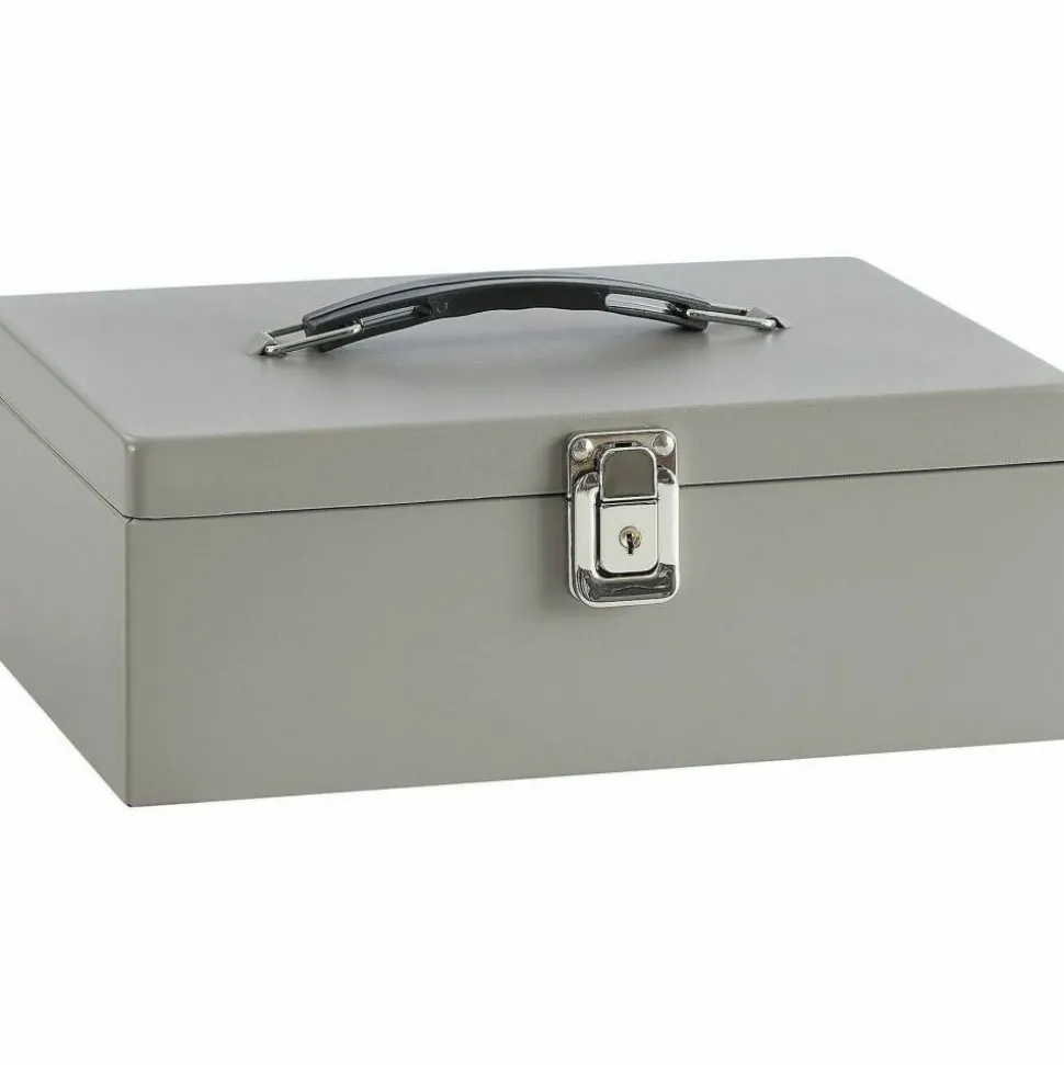 Sparco All-Steel Latch Lock Cash Box With Tray, 7 Compartments, 4" x 11" x 7 3/4", Gray