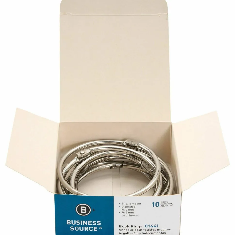Sparco Book Rings, 3" Diameter, Silver, Box Of 10