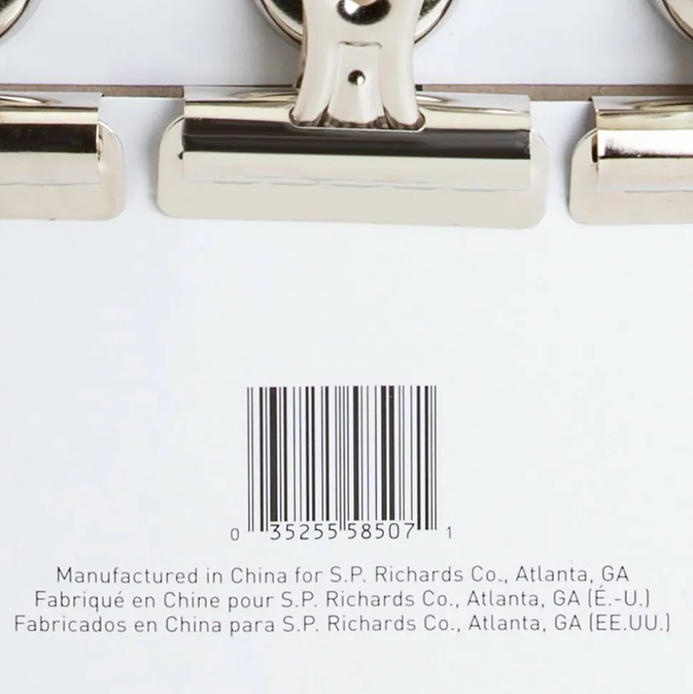 Sparco Bulldog Magnetic Clips, Size 2, 2 1/4" Wide, 1/2" Capacity, Silver, Box Of 12