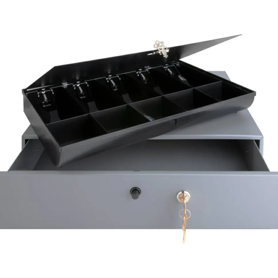 Sparco Cash Drawer With Removable Tray, 3.8" x 17.8" x 15.8", Black/Gray