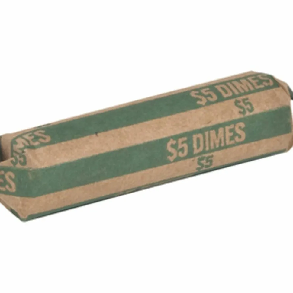 Sparco Flat Coin Wrappers - $5.0 in 50 Coins of 10¢ Denomination - 60 lb Paper Weight - Kraft - Green, 1000/Pack