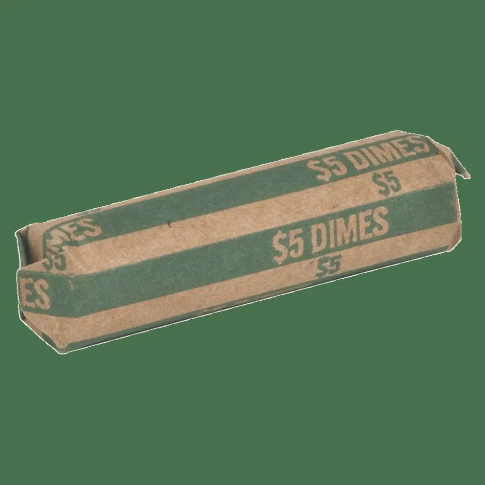 Sparco Flat Coin Wrappers - $5.0 in 50 Coins of 10¢ Denomination - 60 lb Paper Weight - Kraft - Green, 1000/Pack