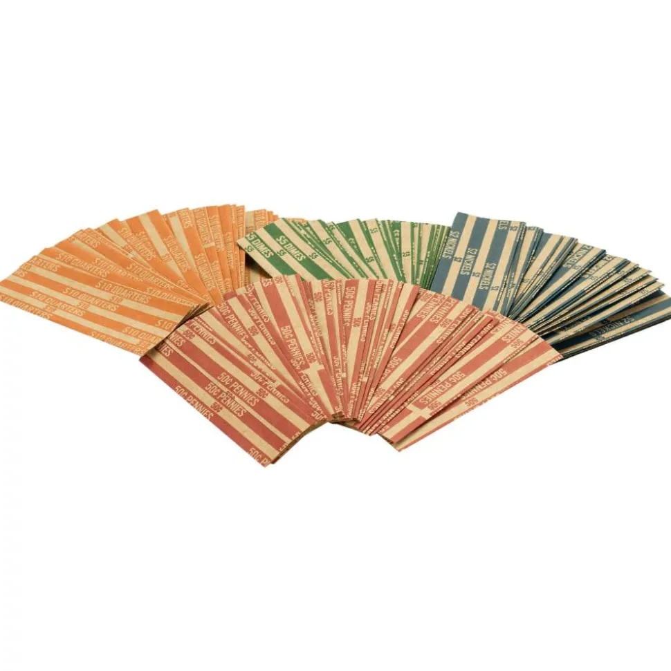 Sparco Flat Coin Wrappers - $5.0 in 50 Coins of 10¢ Denomination - 60 lb Paper Weight - Kraft - Green, 1000/Pack