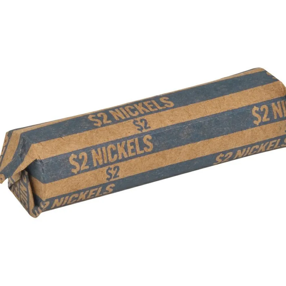 Sparco Flat Coin Wrappers - $2.00 in 40 Coins of 5¢ Denomination - 60 lb Paper Weight - Kraft - Blue, 1000/Pack