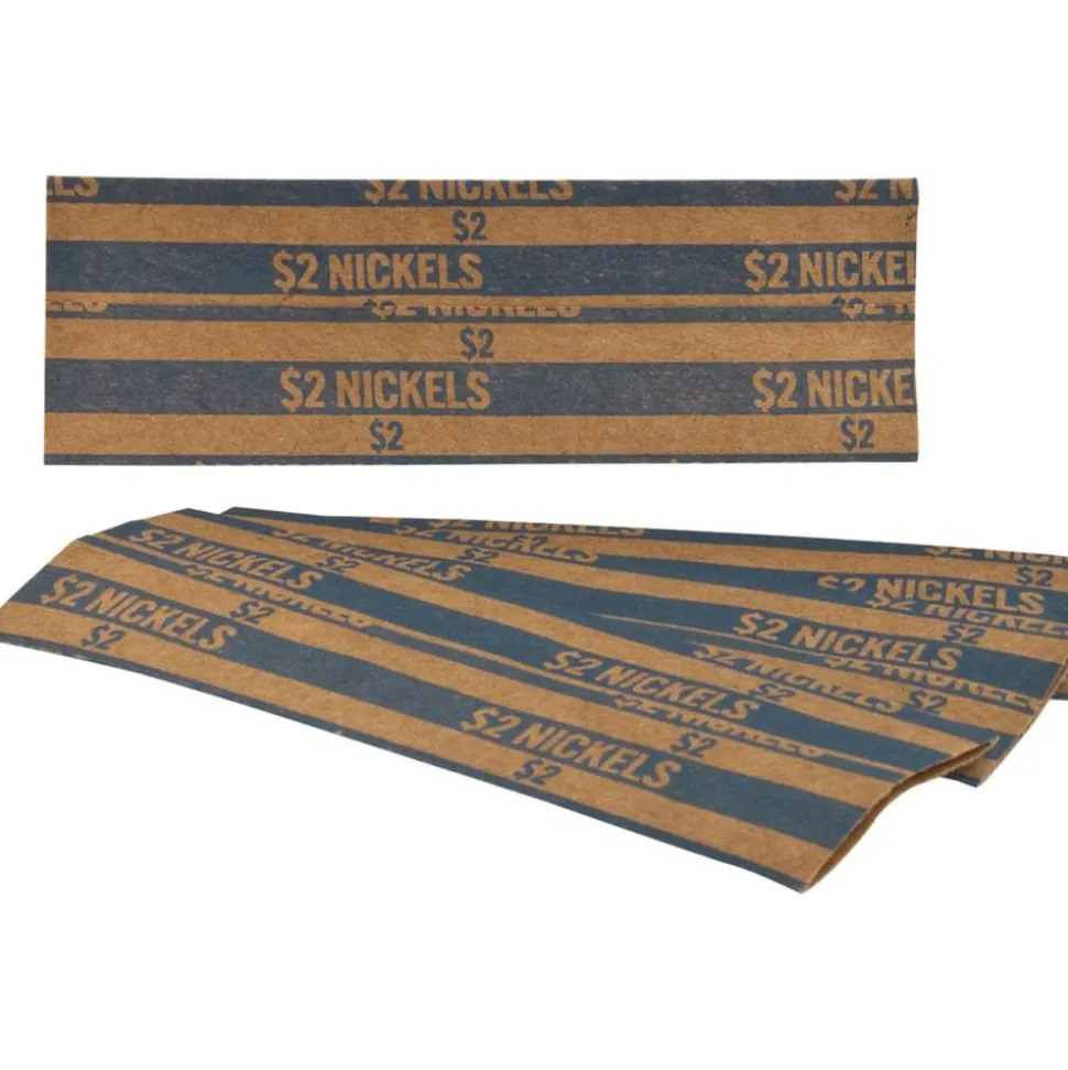 Sparco Flat Coin Wrappers - $2.00 in 40 Coins of 5¢ Denomination - 60 lb Paper Weight - Kraft - Blue, 1000/Pack